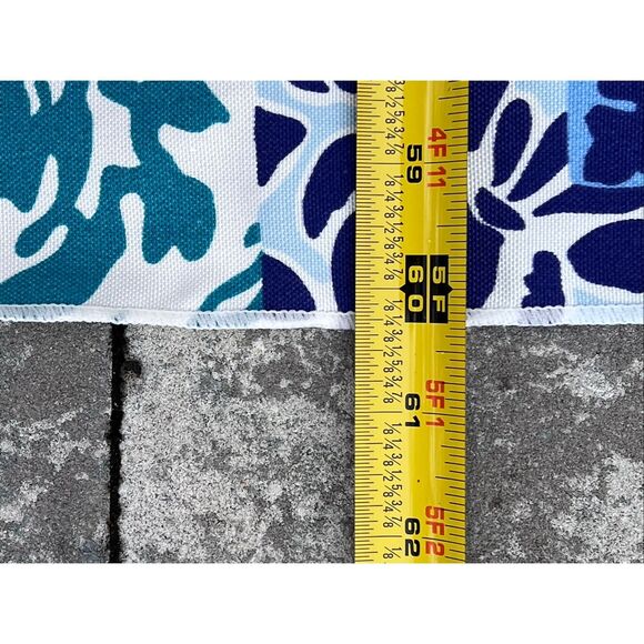 Outdoor Blue & White Floral Block Print Umbrella Tablecloth W Zip Opening 82x60 - Picture 11 of 13